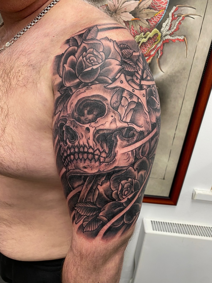 Череп в стиле графика 